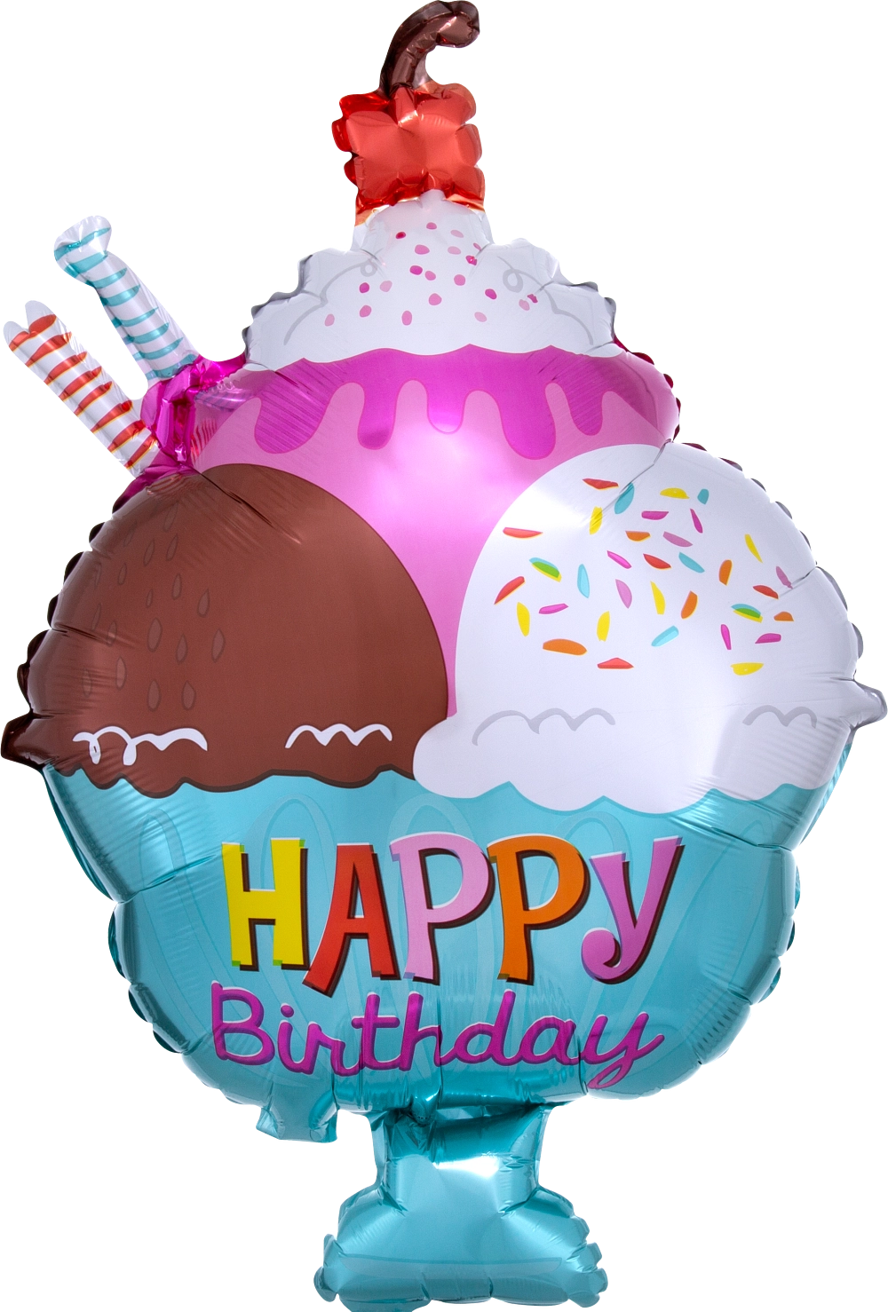 23" Happy Birthday Ice Cream Sundae Foil Balloon