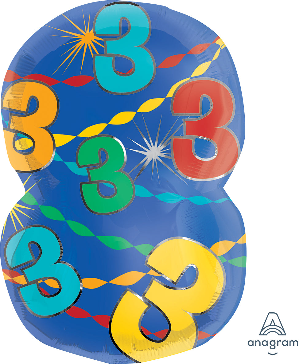 20" Colorful Jr Numbers Foil Balloon