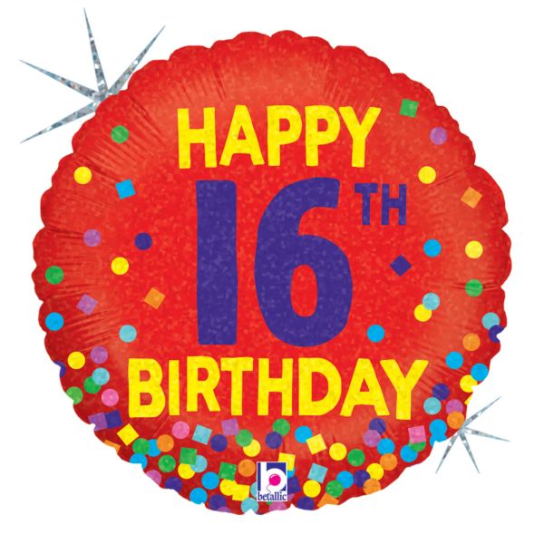 Happy Birthday - Red 16 Confetti