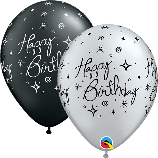 Latex - Happy Birthday Elegant Sparkles & Swirls