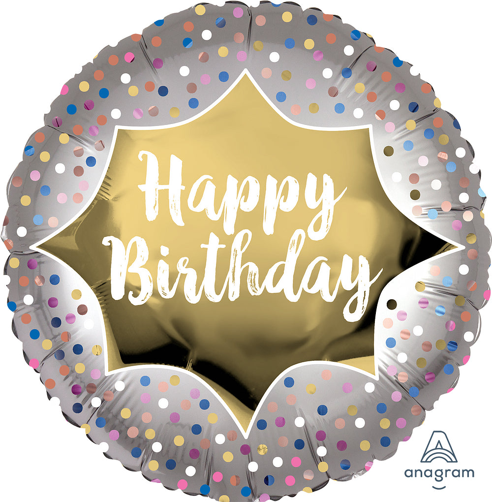 Happy Birthday - Gold Satin Burst