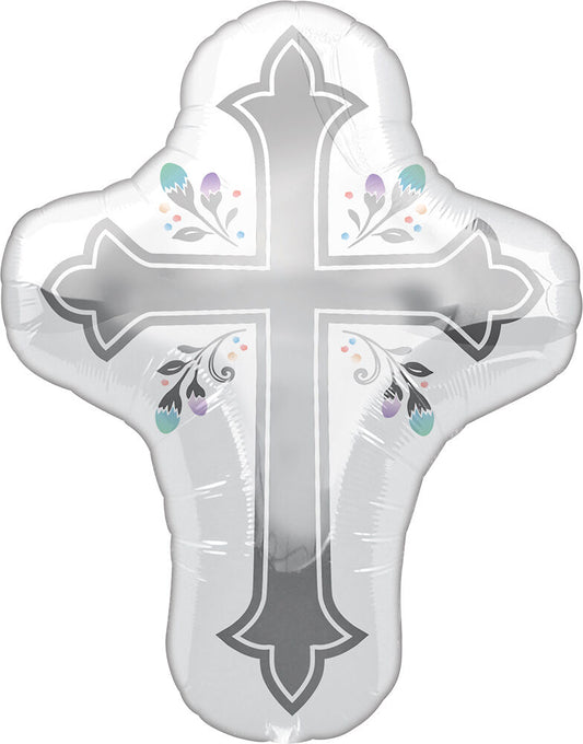 28" Holy Day Cross SuperShape Foil Balloon