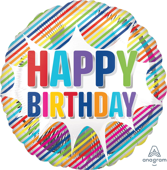 Happy Birthday - Striped Burst