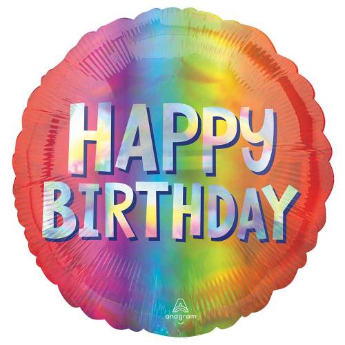 17" Happy Birthday Holographic Ombre Foil Balloon
