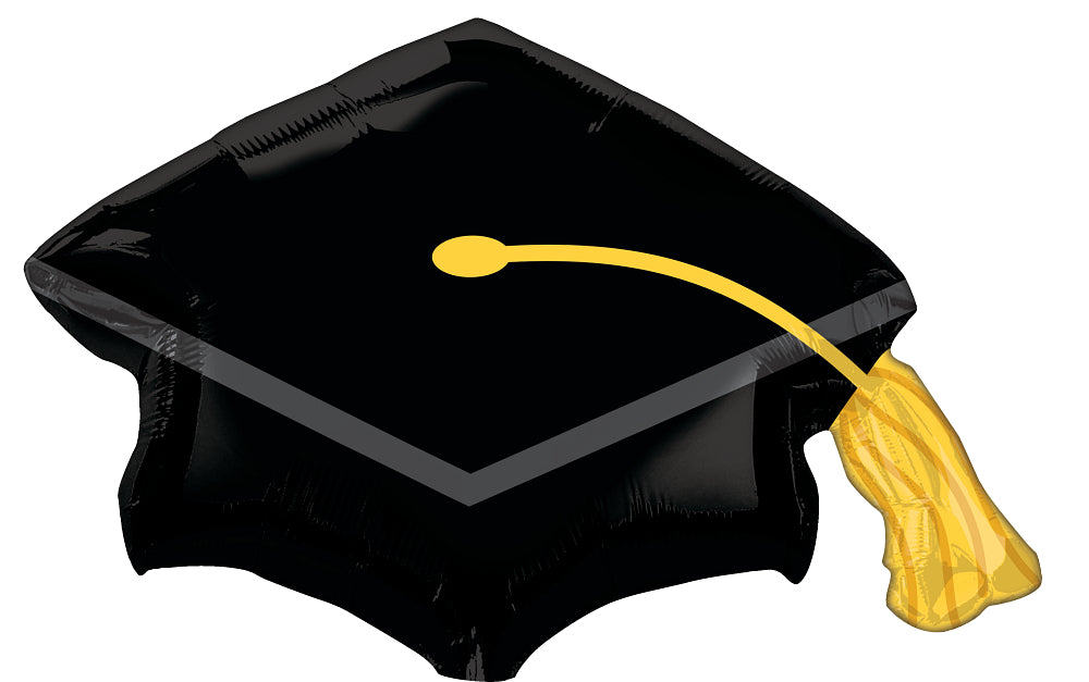31" Black Grad Hat SuperShape Foil Balloon