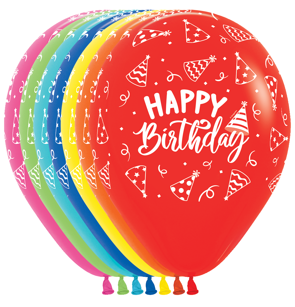 11" Latex - Happy Birthday Party Hats
