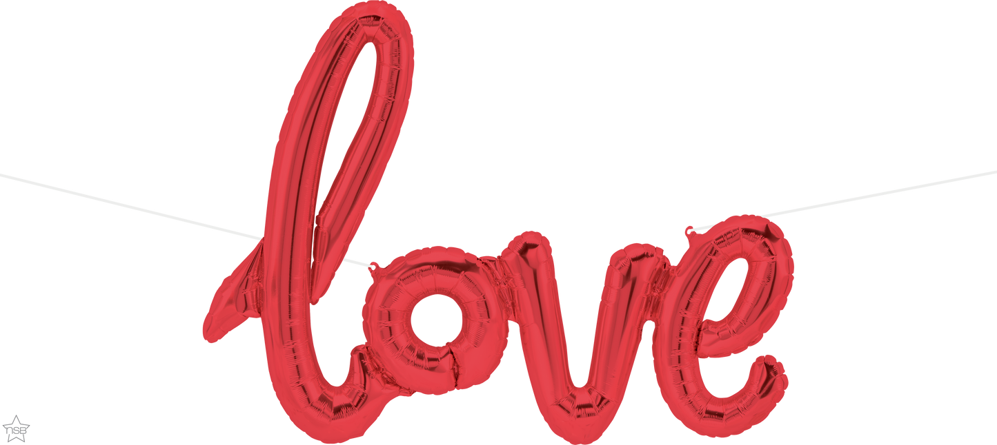 Red Love Script - Air-filled Balloon Banner