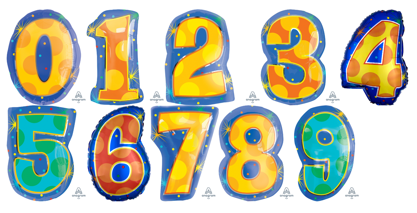 20" Colorful Jr Numbers Foil Balloon