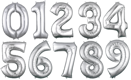 26" Midsize Silver Numbers