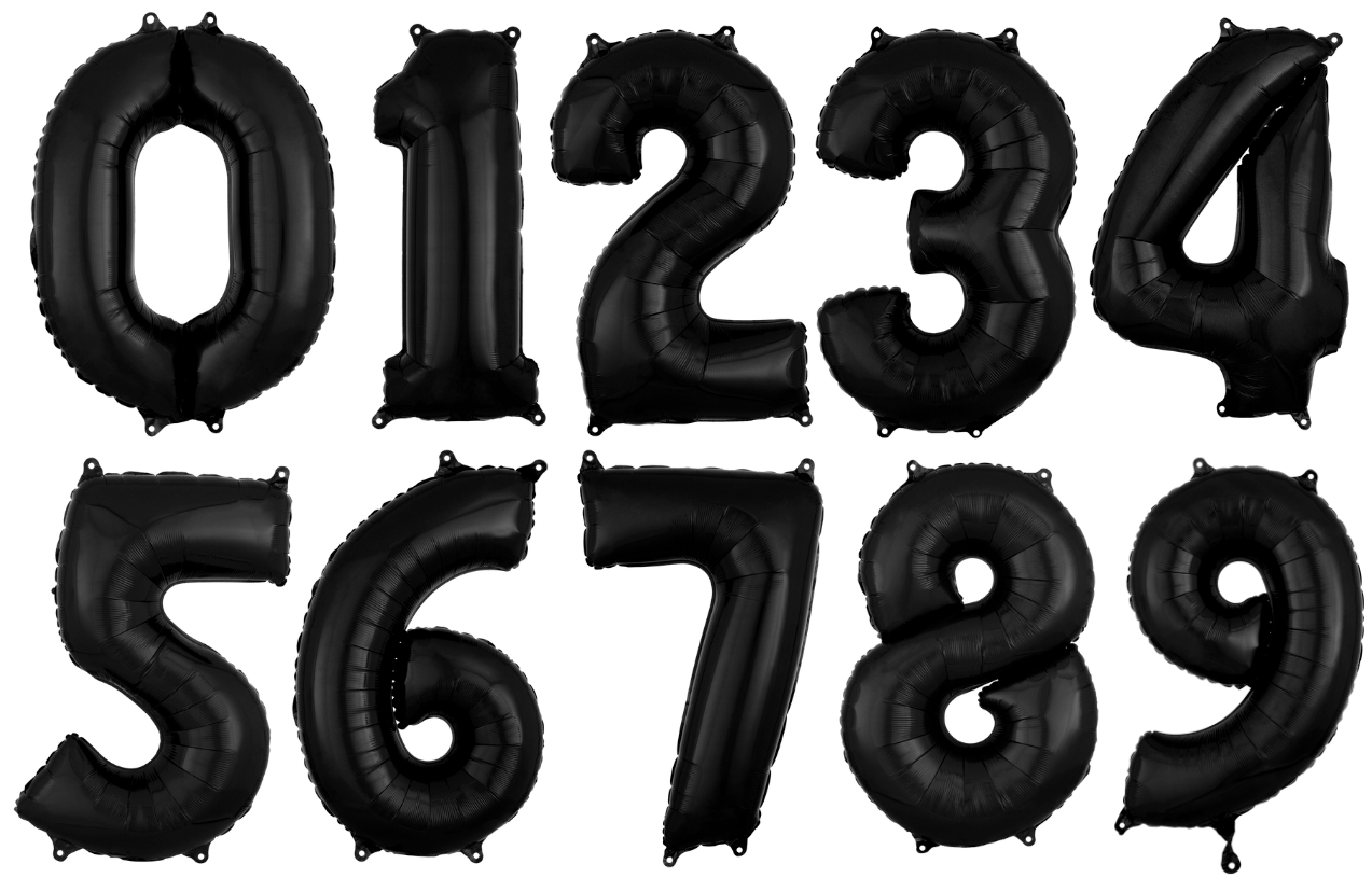 Black Midsize Numbers – Inflate Balloons