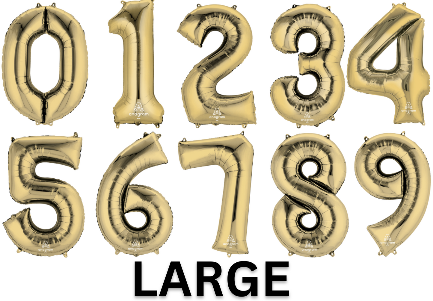 34" Large White Gold Numbers