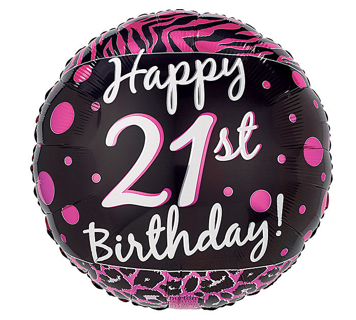 Happy Birthday - 21 Pink & Black