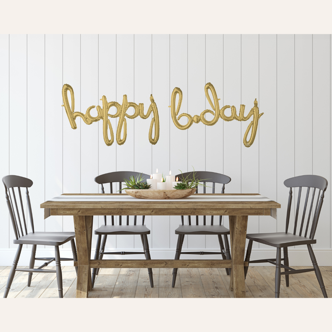 Happy Bday Script- Air-Filled Balloon Banner Phrase