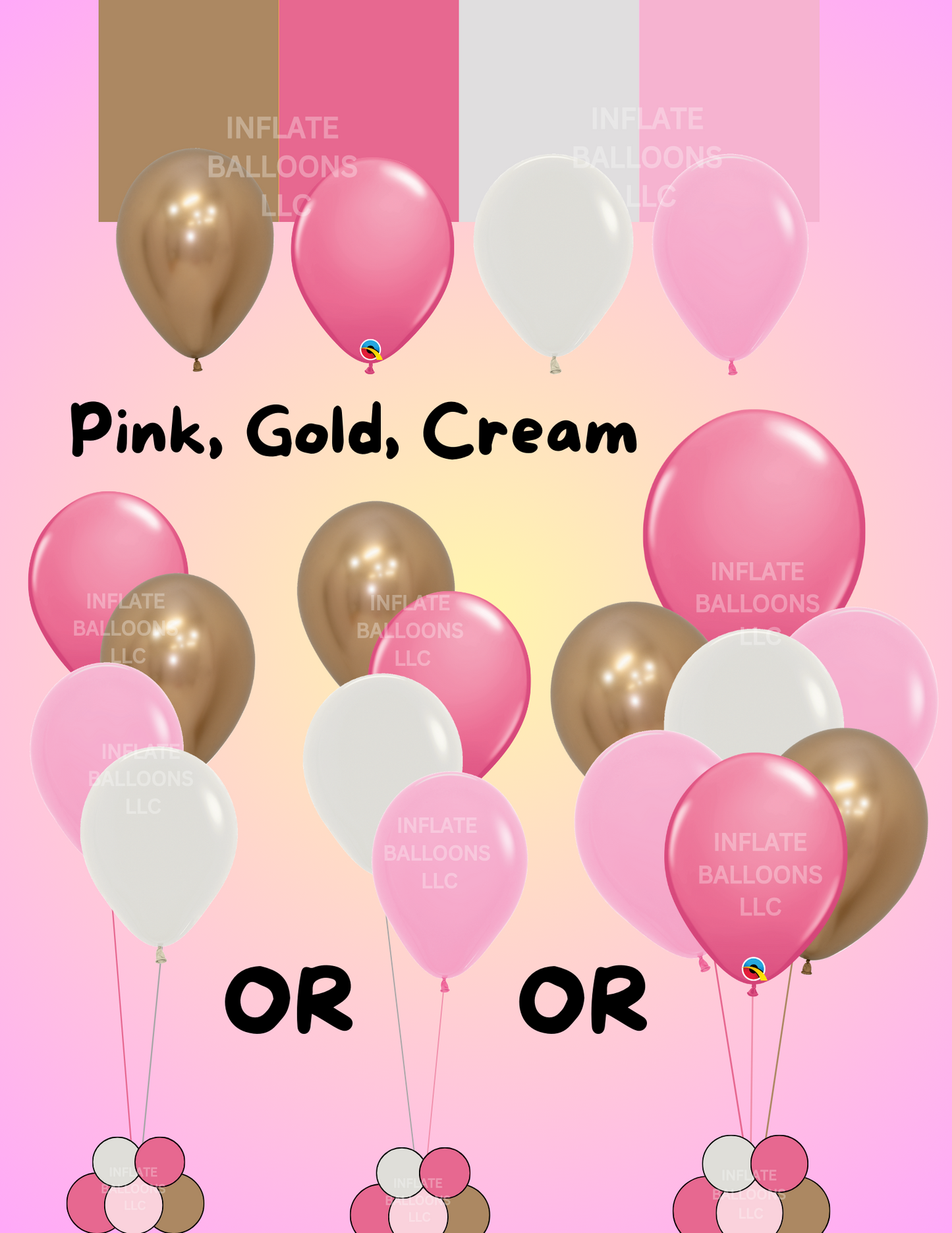 Pink, Gold, Cream - Latex Bunch