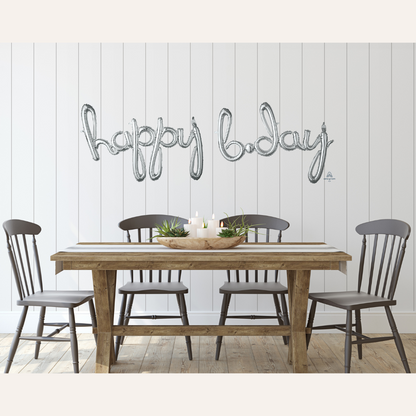 Happy Bday Script- Air-Filled Balloon Banner Phrase