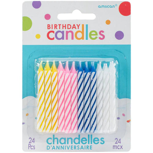 Spiral Birthday Candle - Pastel - 24 Count