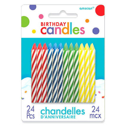Spiral Birthday Candle - Primary - 24 Count