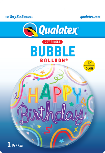 Birthday Squiggly Lines & Stars - Bubble
