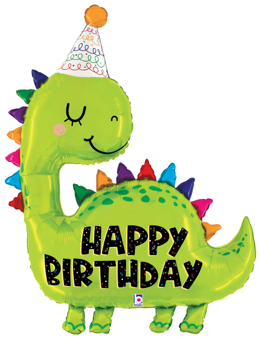 38" Happy Birthday Dino SuperShape Foil Balloon