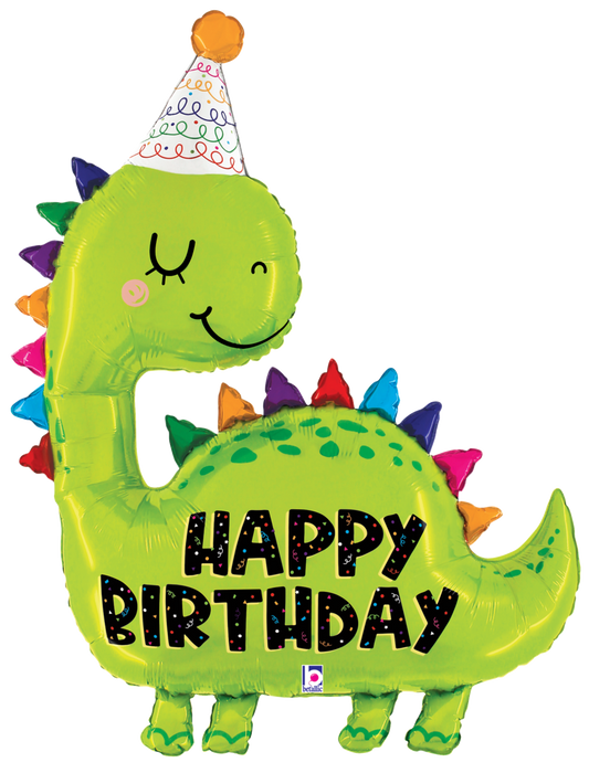 38" Happy Birthday Dino SuperShape Foil Balloon