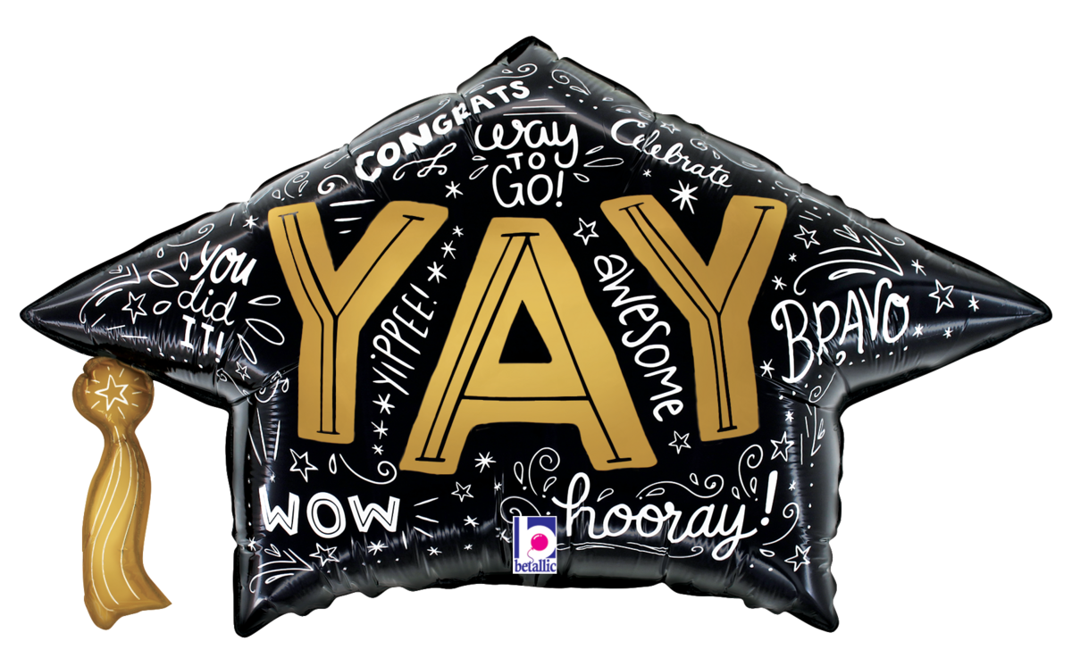 30" Grad Cap Words SuperShape Foil Balloon