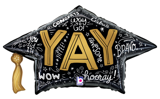 30" Grad Cap Words SuperShape Foil Balloon