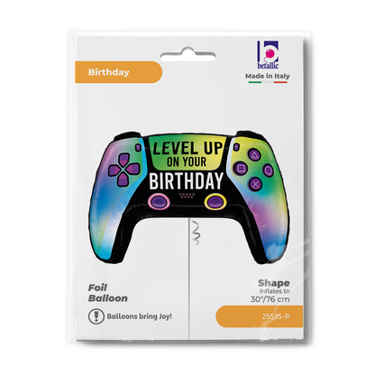 30" Happy Birthday Vivid Gaming Controller Foil Shape Balloon
