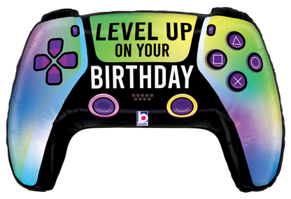 30" Happy Birthday Vivid Gaming Controller Foil Shape Balloon