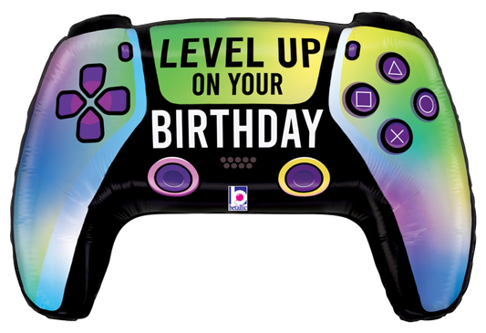 30" Happy Birthday Vivid Gaming Controller Foil Shape Balloon