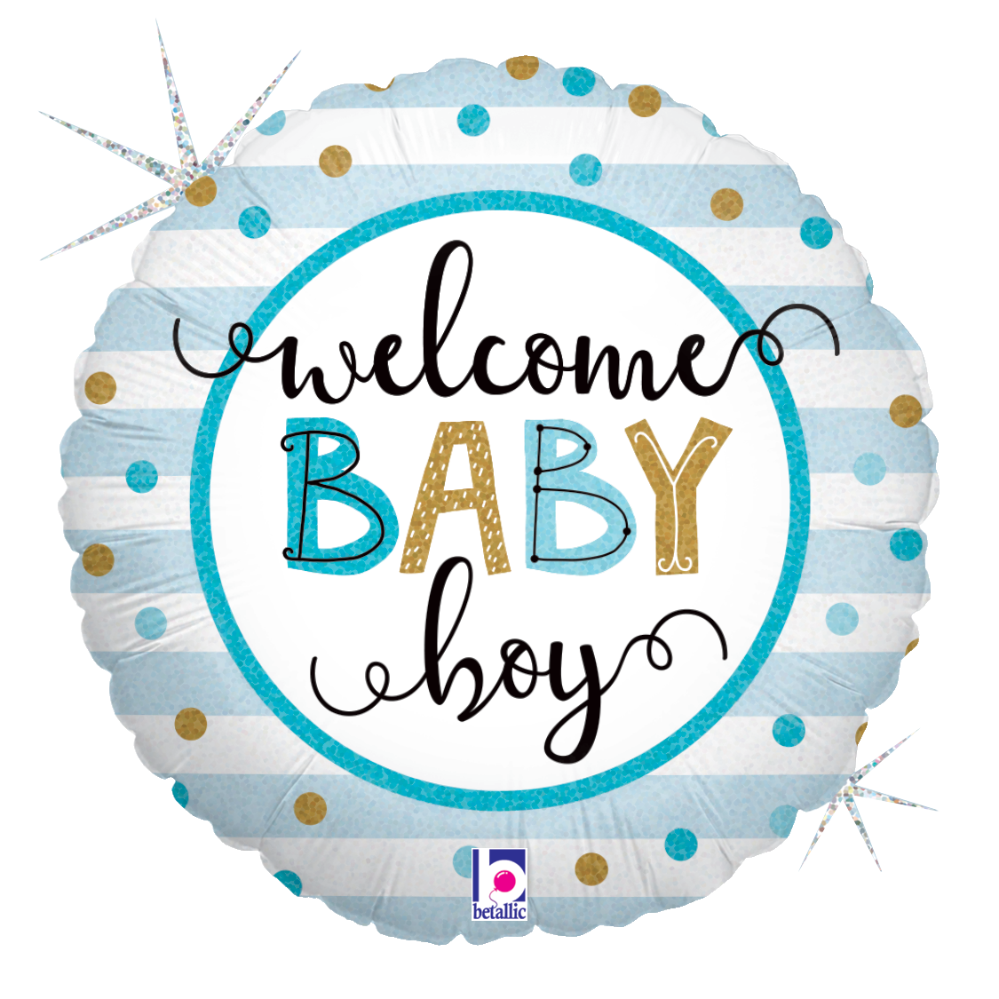 Welcome Baby Boy - Blue & Gold Dots