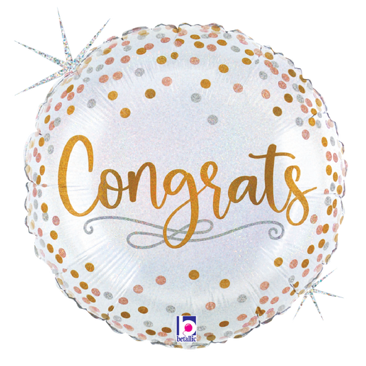 18" Congrats Confetti Holographic Foil Balloon