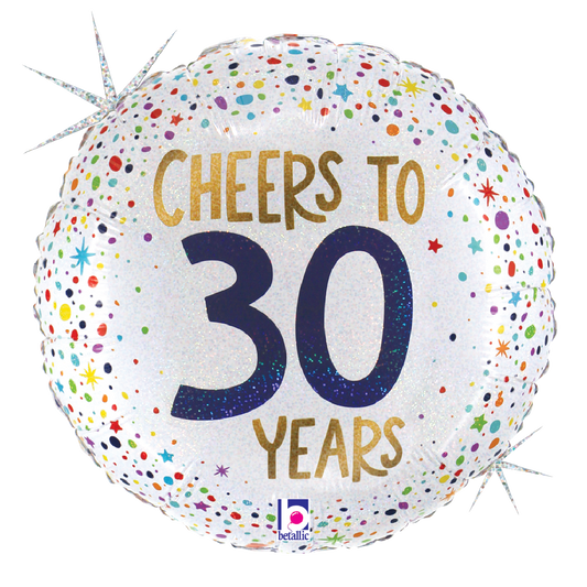 18" Cheers to 30 Years Foil Balloon