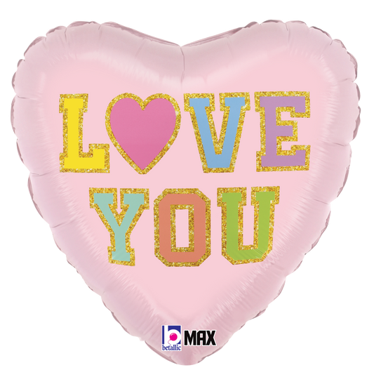 18" Love Patch Heart Foil Balloon