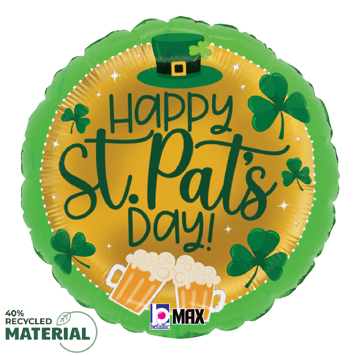 18" St. Pat's Beer and Shamrocks Foil Balloon