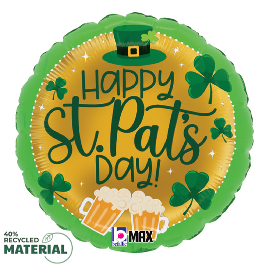 18" St. Pat's Beer and Shamrocks Foil Balloon