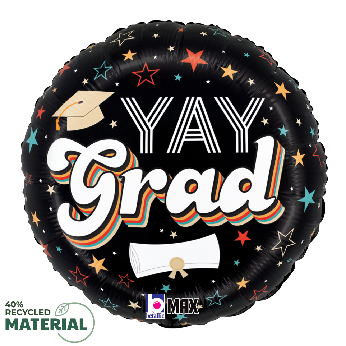 18" Retro Yay Grad Foil Balloon