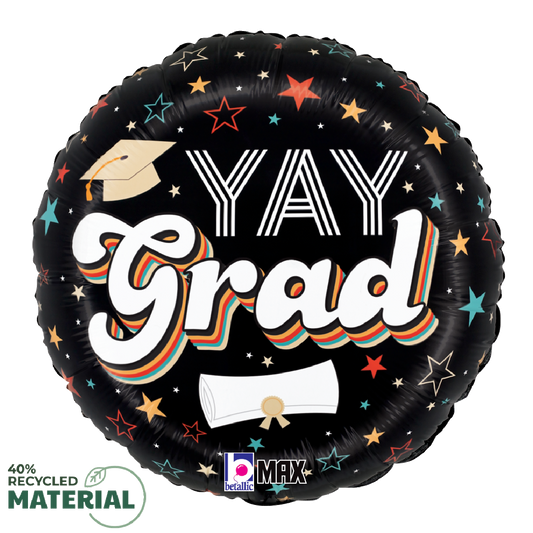 18" Retro Yay Grad Foil Balloon