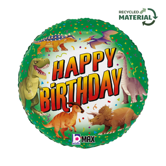 18" Happy Birthday Dinosaur Foil Balloon