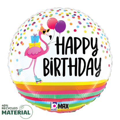 18" Happy Birthday Flamingo Party Foil Balloon