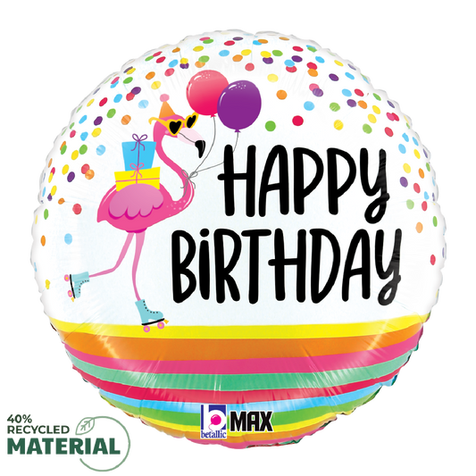 18" Happy Birthday Flamingo Party Foil Balloon