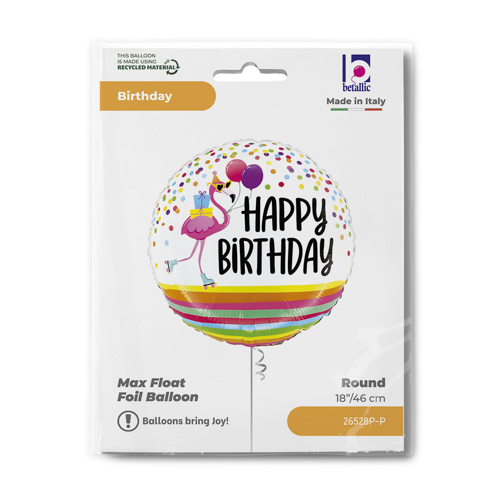18" Happy Birthday Flamingo Party Foil Balloon