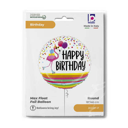 18" Happy Birthday Flamingo Party Foil Balloon