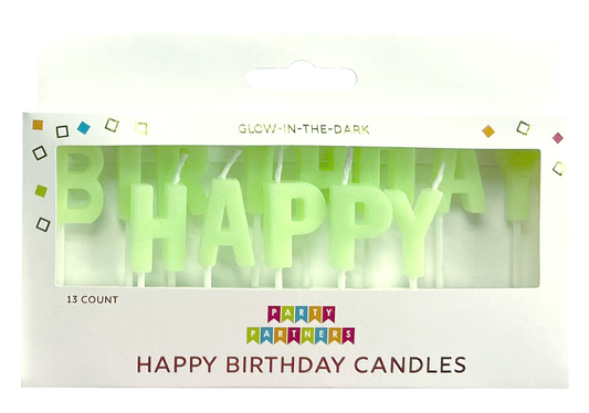 Happy Birthday Glow In The Dark Candle Set