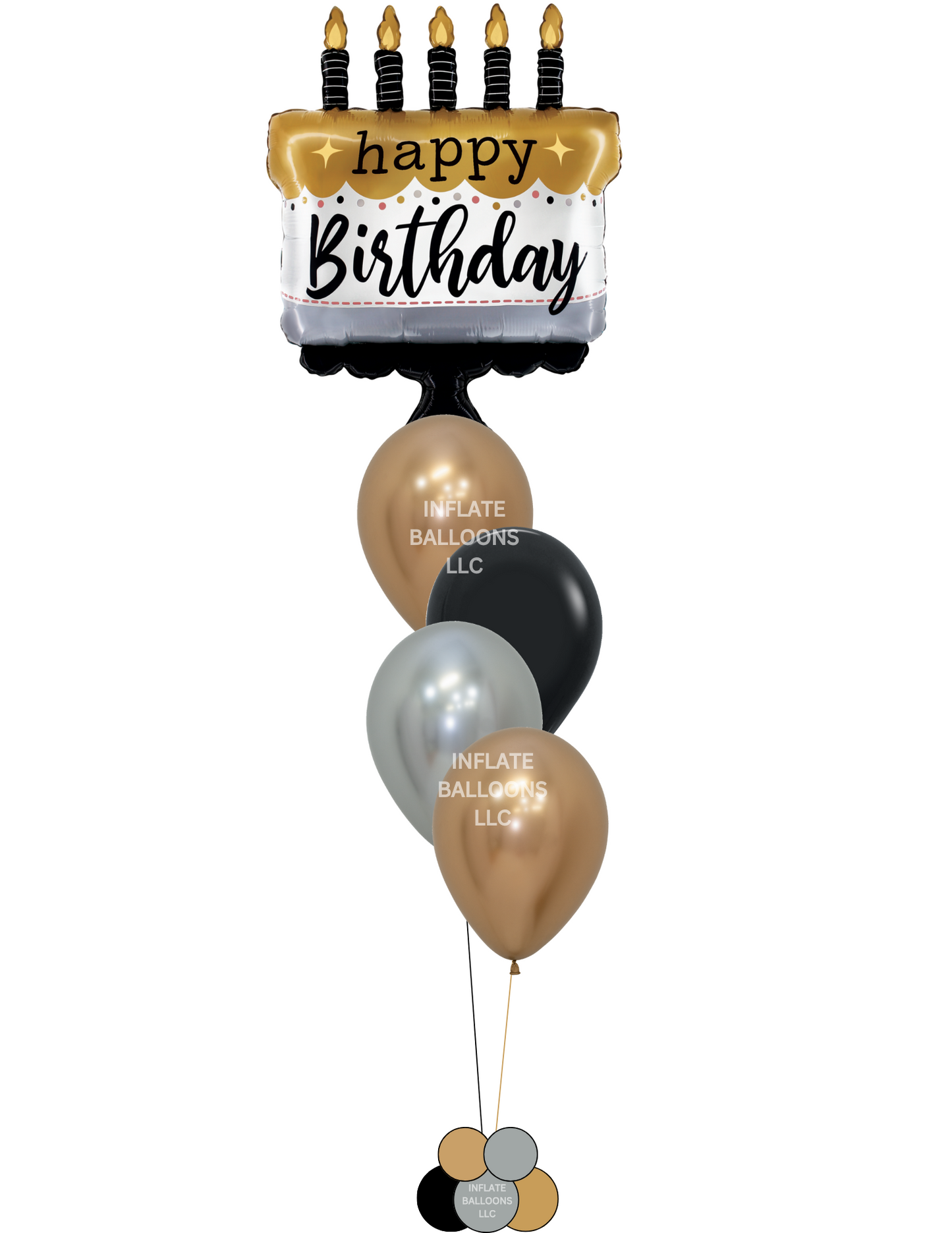 Satin Metallic Birthday Cake - Bouquet of 5