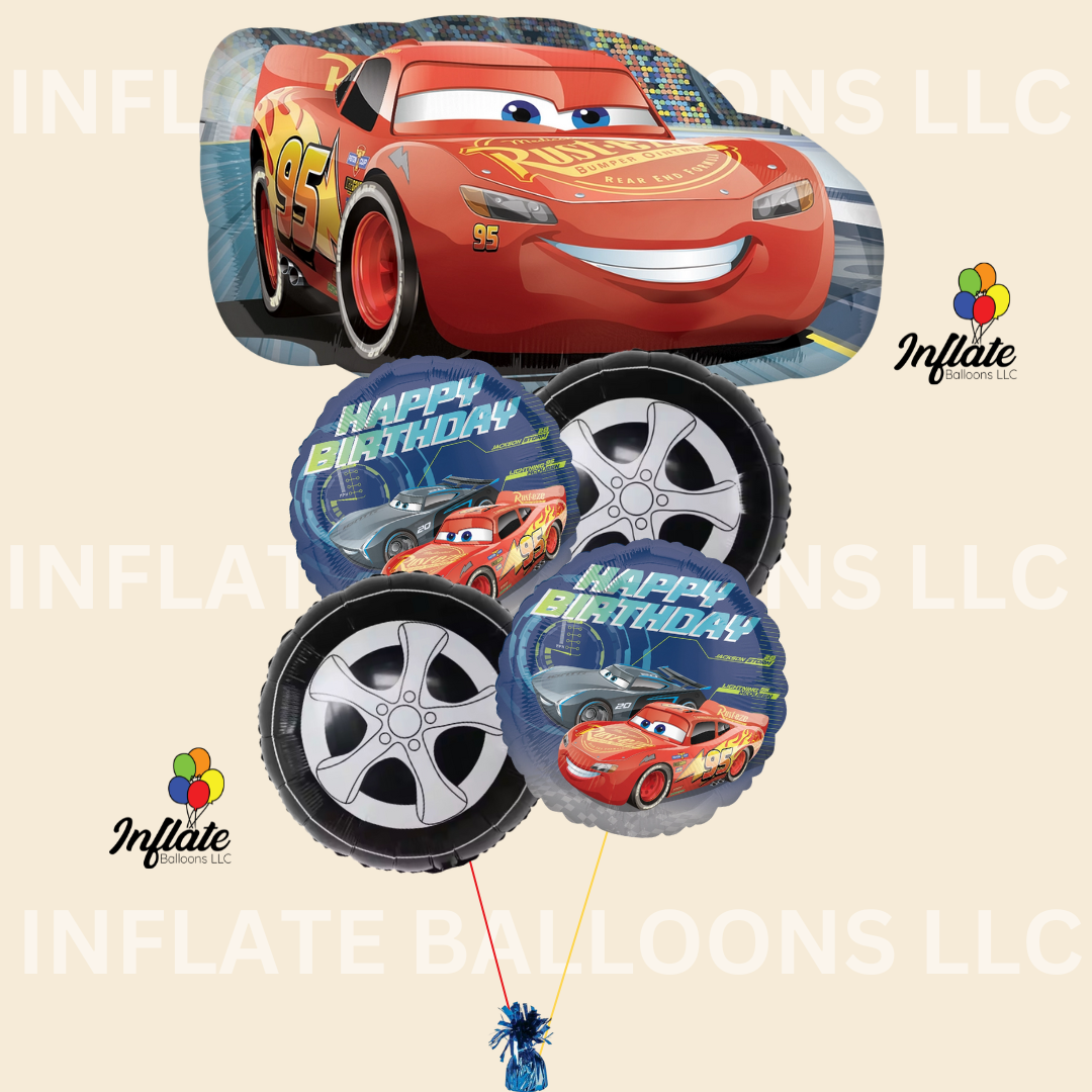 Disney Cars + Tire Balloon Bouquet Bundle