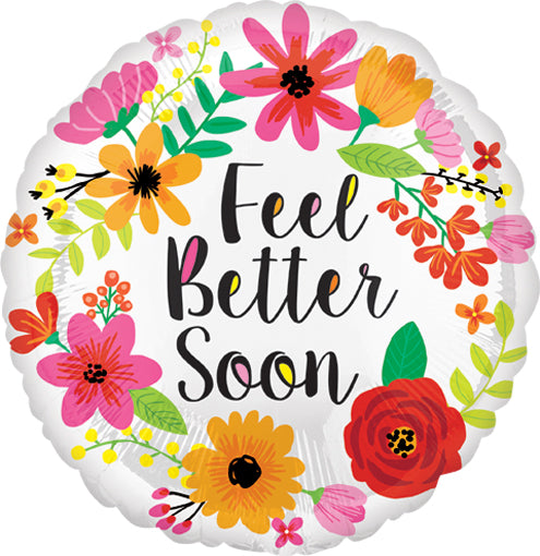 Feel Better Floral Wreath - Foil Balloon