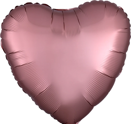 17" Rose Copper Satin Luxe Heart Foil