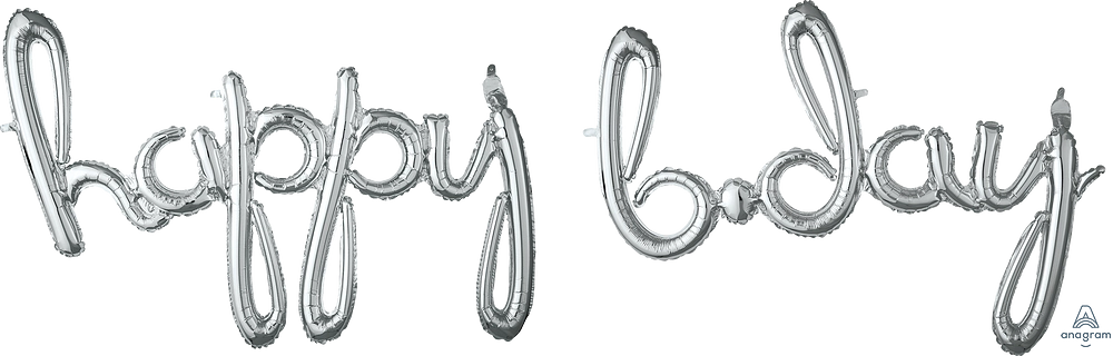 Happy Bday Script- Air-Filled Balloon Banner Phrase