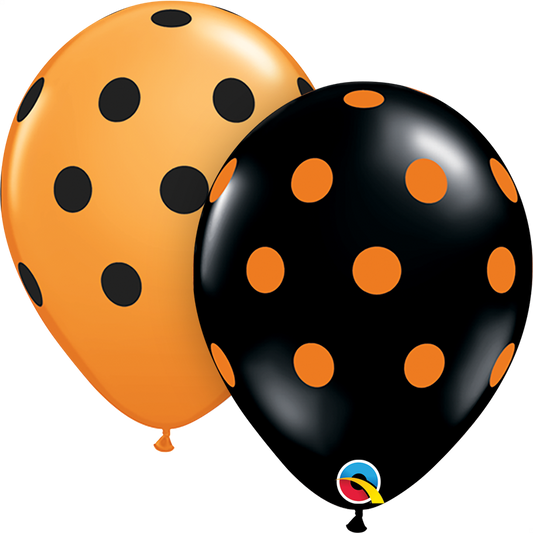 Latex - Black & Orange Polka Dots