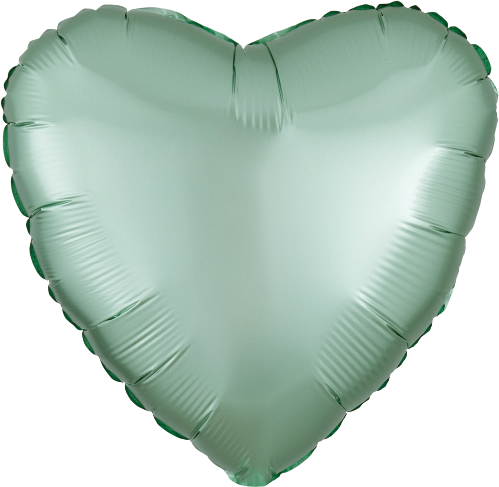 17" Mint Green Satin Luxe Heart Foil